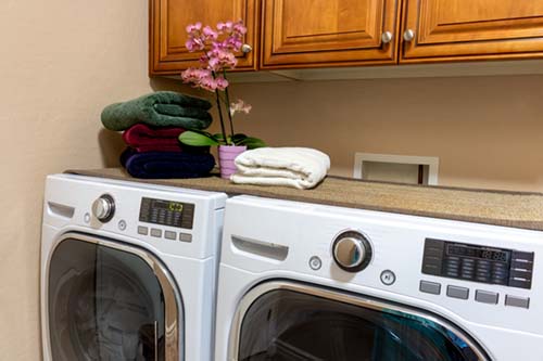 Laundry room interior washing machine and dryer